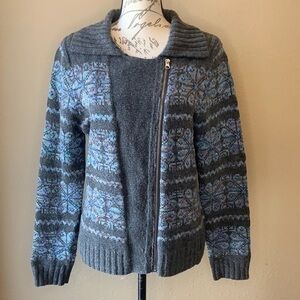 Lord & Taylor wool blend zip cardigan sweater L